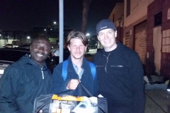 Conrad, Gordy and Dan after homeless Gordy was presented with a tent.