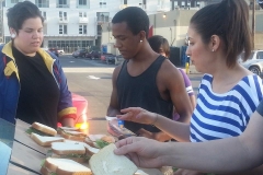 Making sandwiches for San Diego downtown homeless