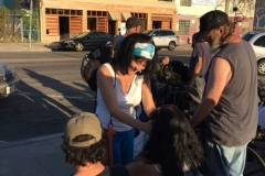 Cutting the homeless hair in San Diego on Easter