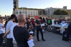 Dan preaching a message on Easter homeless service event