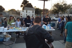 Chris singing worship songs for San Diego's homeless while the food is being prepped