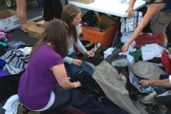 Helping San Diego's homeless by passing out clothing on Easter