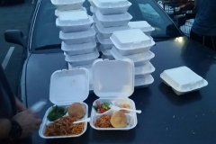 Spaghetti, roll, salad and apples for a hot meal for San Diego's downtown homeless community