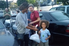 Making bags of food to serve San Diego's homeless community downtown