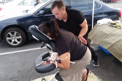 David really giving an amazing massage for a homeless women.