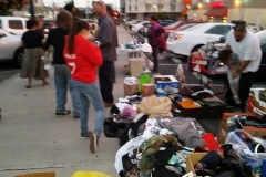 People bringing clothing for San Diego's homeless.