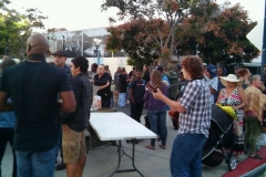 Jeffery playing background music for the homeless event.