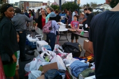 Look at all the clothing donations the Streets of Hope volunteers gathered for the night's event.