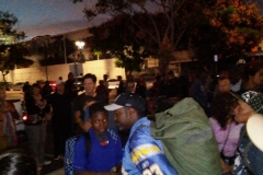 San Diego's homeless waiting for the clothing donations to be passed out.