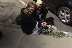 Trying on New Shoes for Downtown San Diego Homeless Woman Lisa.
