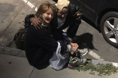 Trying on New Shoes for Downtown San Diego Homeless Woman Lisa.