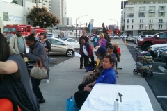 The homeless in San Diego lining up to have Tammy cut their hair for Thanksgiving. Thanks Tammy! You're amazing!
