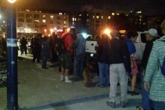 San Diego's homeless line up for food on Thanksgiving 2015.