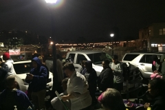 Donations being passed out to San Diego's homeless downtown during Christmas.