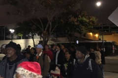 A line forms for a traditional Christmas dinner for the homeless in San Diego.