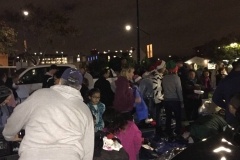 Night time in downtown San Diego during Christmas feeding and clothing San Diego's homeless.