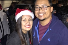 All smiles on the streets in downtown San Diego for the homeless during Christmas.