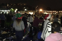 Christmas lights and hats in downtown San Diego for the Streets of Hope Christmas Event.