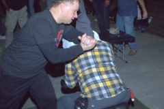 David massages a homeless man's back during our special event.