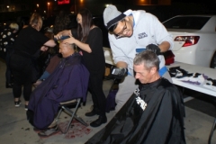 Giving a trim and haircut for the homeless this Monday night.