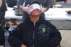 Serena gives a professional facial for a homeless lady on Easter
