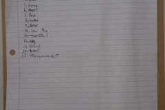 The list of homeless people who had thier feet washed at the Streets of Hope San Diego Easter event