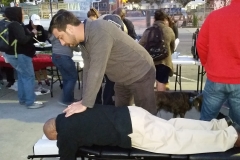 A homeless man in downtown San Diego on Easter sees Dr. Eric for an adjustment
