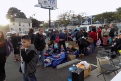 Passing out donations to the homeless on Easter.