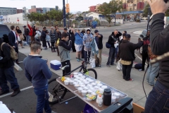 Dan talks to the homeless on Easter before the food is being served.