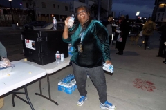 Lots of water bottles for the homeless on Easter.