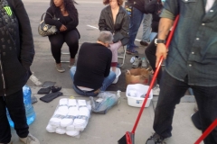 Washing the homeless' feet at our Easter event.