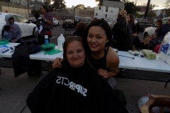 Tammy cuts another homeless women's hair in downtown San Diego