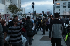 Lining up the homeless to serve them food in downtown San Diego for Easter.