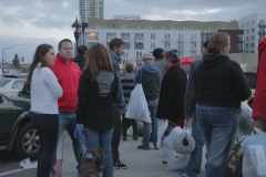 Carlos and a homeless man talk about life on the streets in downtown San Diego.