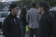 Carlos and a homeless man talk about life on the streets in downtown San Diego.