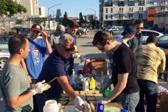 Making sandwiches on the Streets of San Diego for the homeless this Monday.