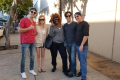 Joe, Kelsey, Dan and Parker with homeless woman Tammy who was cured of cancer!