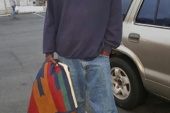 Homeless man Roy with the blanket homeless woman Lori gave him after we gave her a tent.