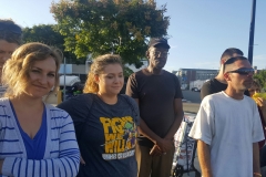 Getting ready to feed the homeless in downtown San Diego.