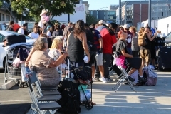 The homeless wait for a haircut at the San Diego Streets of Hope special event.
