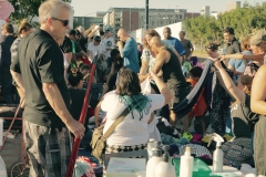Homeless hair cutting station.