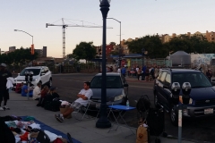 Great view of serving the homeless on both sides of the street.