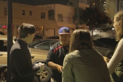 Dan, Julie and Anne talk to San Diego homeless man David.