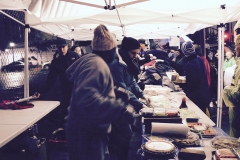 Preparing the Thanksgiving homeless food line.