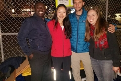 Conrad, Vicky, Austin and Jenn at the homeless women's clothing area at our Christmas event.