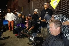 Cutting hair for the homeless in downtown San Diego
