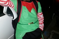 Santos is all decked out on the streets of downtown San Diego for our homeless Christmas event.