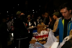Feeding the homeles food line downtown San Diego at Christmas