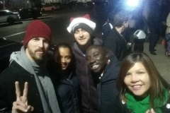 Joe Keshia, Nate, Conrad and Emma helping the homeless on Christmas.
