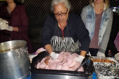 Christina prepares the hot homeless ham for our Christmas event dinner.